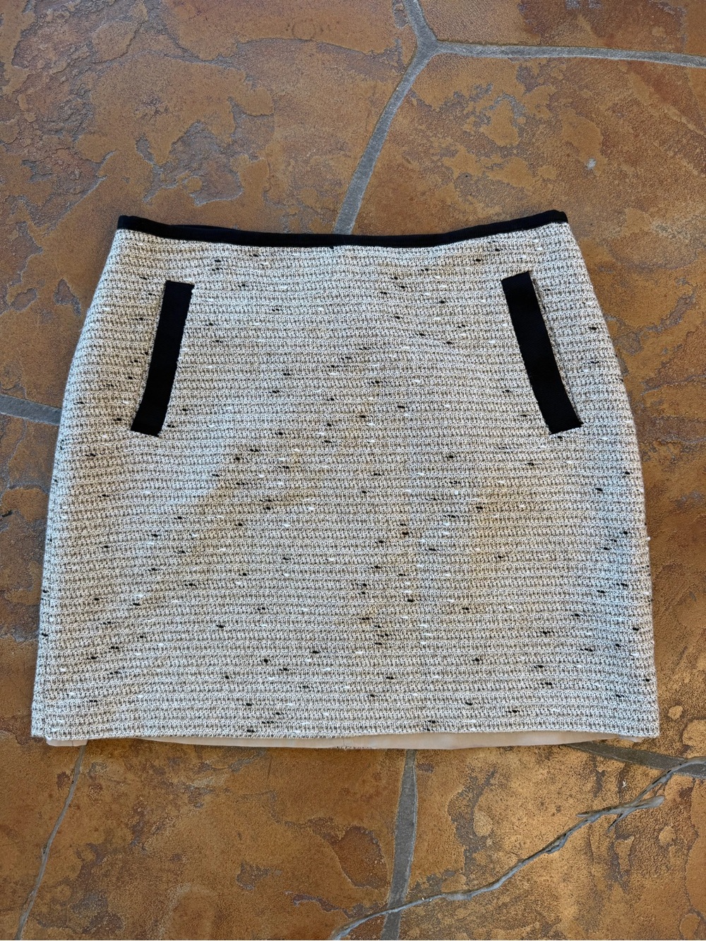 Banana Republic Beige Black Tweed Speckled Lined Pencil Mini Skirt Size 6